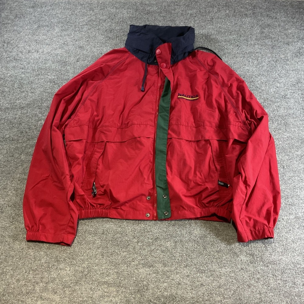 Nautica Ocean Sportsman Red Windbreaker Jacket Mens XXL Vintage 90s Mesh Lined